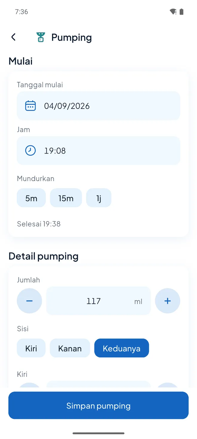 Simpan. Bawaannya sudah benar. — Pumping