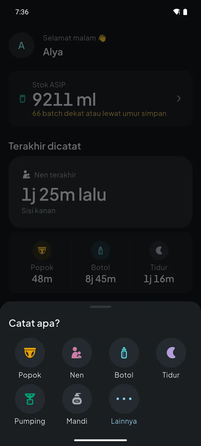 Pilih jenisnya di Beranda.