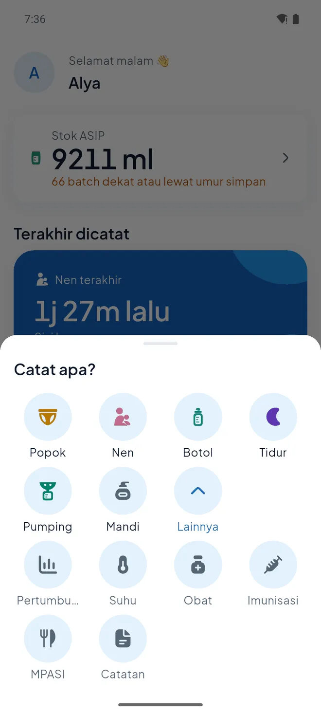 Pilih jenisnya di Beranda.