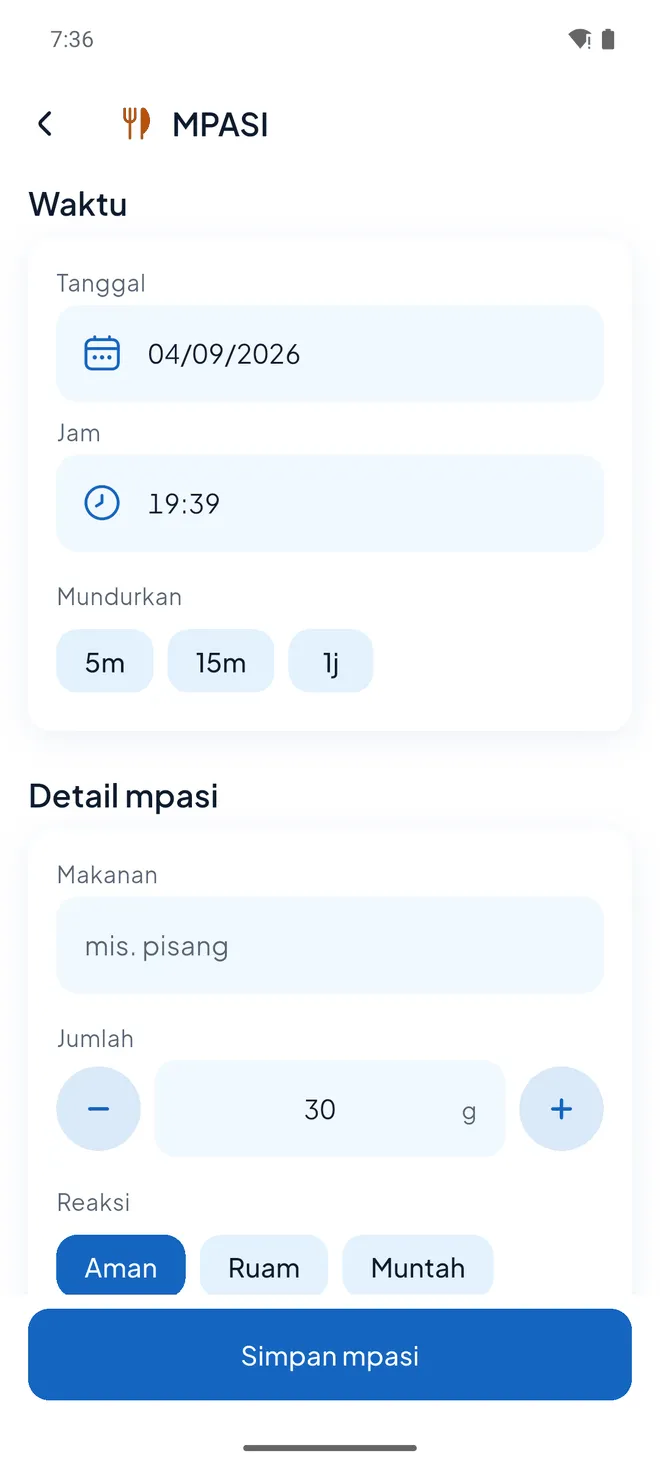 Simpan. Bawaannya sudah benar. — MPASI
